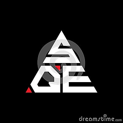 SQE triangle letter logo design with triangle shape. SQE triangle logo design monogram. SQE triangle vector logo template with red Vector Illustration