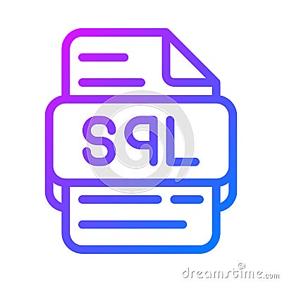 Sql document format file type icon. flat design database gradient icons. vector illustration Vector Illustration