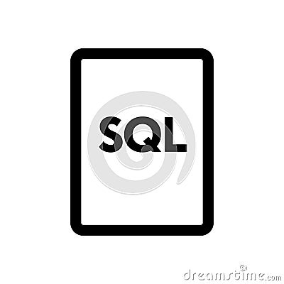 SQL file icon line isolated on white background. Black flat thin icon on modern outline style. Linear symbol and editable stroke. Vector Illustration
