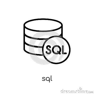 Sql icon. Trendy modern flat linear vector Sql icon on white background from thin line Internet Security and Networking collection Vector Illustration