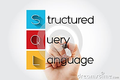 SQL - Structured Query Language acronym with marker, technology concept background Stock Photo
