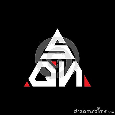 SQN triangle letter logo design with triangle shape. SQN triangle logo design monogram. SQN triangle vector logo template with red Vector Illustration