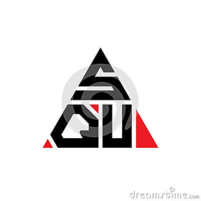 SQU triangle letter logo design with triangle shape. SQU triangle logo design monogram. SQU triangle vector logo template with red Vector Illustration
