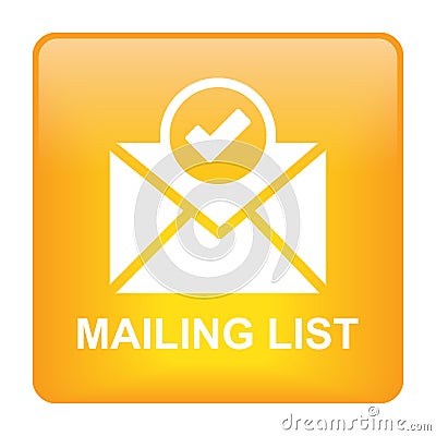 Mailing list icon web button Cartoon Illustration