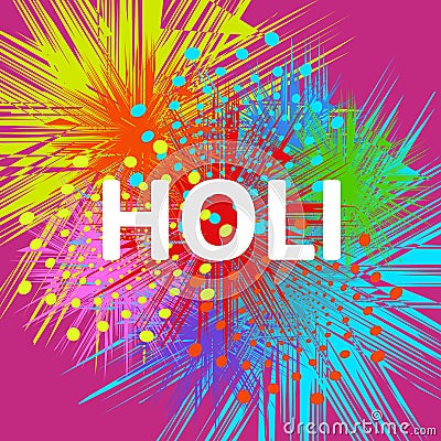 Square abstract colorful vector illustration of Holi festival with bright vivid splashes Vector Illustration