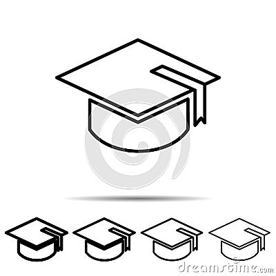 Square academic cap icon in different shapes. Simple thin line, outline vector of education icons for ui and ux, website or mobile Stock Photo