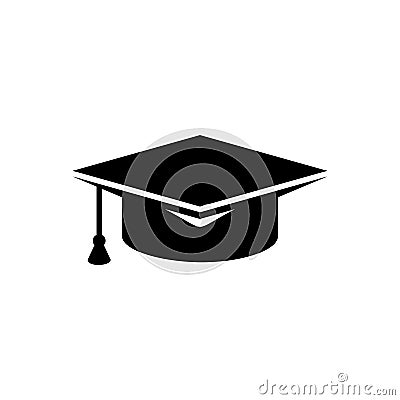 Square academic cap icon. Training hat. Symbol of knowledge and learning. Vector Illustration