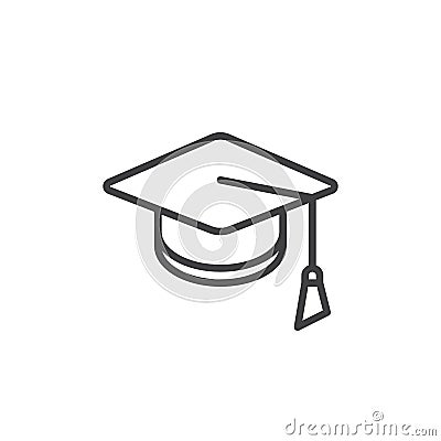 Square academic cap line icon Vector Illustration