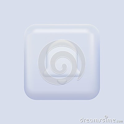 Square Alarm or Notification Icon. White Isolated Bell Vector Illustration