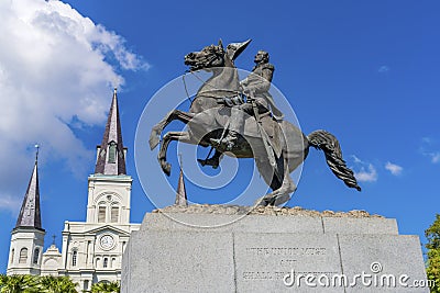 Andrew Jackson Statue Saint Louis Cathedral New Orleans Louisiana Stock Photo