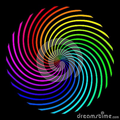 Square background in the form of a colored rainbow spiral Vector Illustration