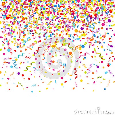 Square Background Graphic Colorful Streamers Confetti And Stars Vector Illustration