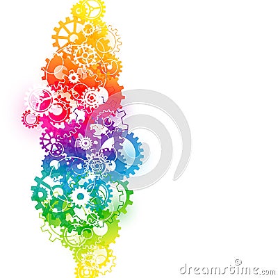 Backround Vertical Abstract Graphic Gears Rainbow Color Vector Illustration