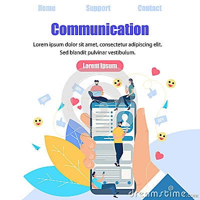 Chat Talk of Young People Using Gadgets. Internet Vector Illustration