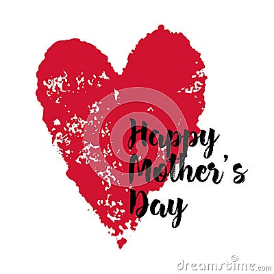 Square banner with a red heart and the inscription Happy Mothers Day. Template greeting card, brochure or wallpaper. Vector Illustration