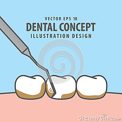 Square banner Scaling teeth illustration vector on blue background. Dental concept. Vector Illustration