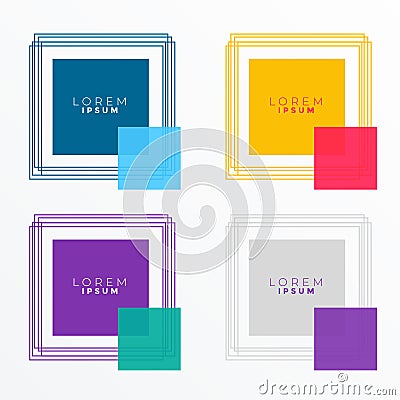 Square banners in many colors Vector Illustration