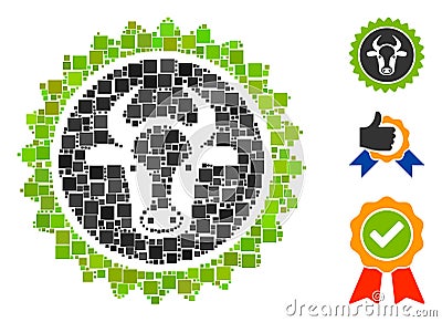 Square Beef Certificate Seal Icon Vector Mosaic Stock Photo