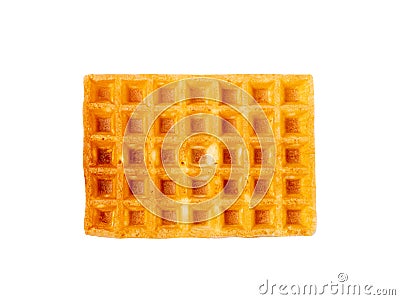 Square Belgian Waffle Top View Isolated, Square Waffled Cookie, Soft Golden Belgium Waffles, Wafer Biscuit Stock Photo