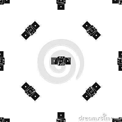 Square belt buckle pattern seamless black Vector Illustration