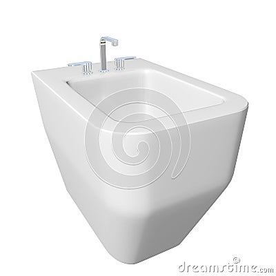 Square bidet design for bathrooms. 3D illustration Cartoon Illustration
