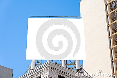 Square billboard on top of a palacein the city, mockup Stock Photo