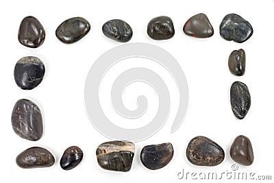 Square black pebbles frame Stock Photo