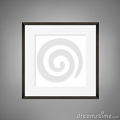 Square blank picture frame on grey wall. Vector template Vector Illustration