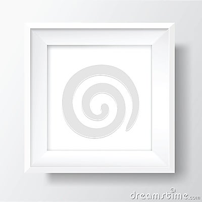 Square Blank white frame on white wall. Vector template Vector Illustration