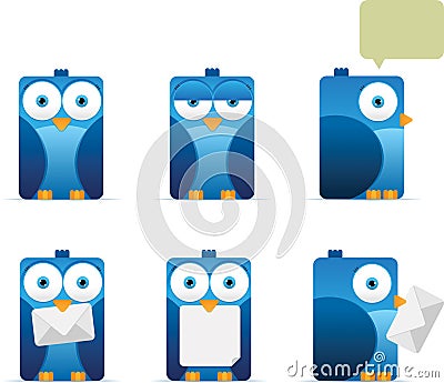 Square Blue Bird Vector Illustration