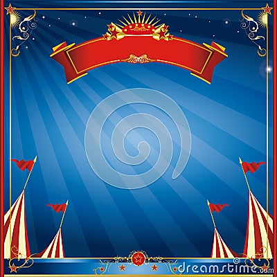 Square blue night circus invitation Vector Illustration