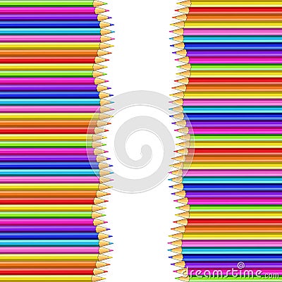 Square Border Frame Made of Colored Wood Pencils Stock Photo