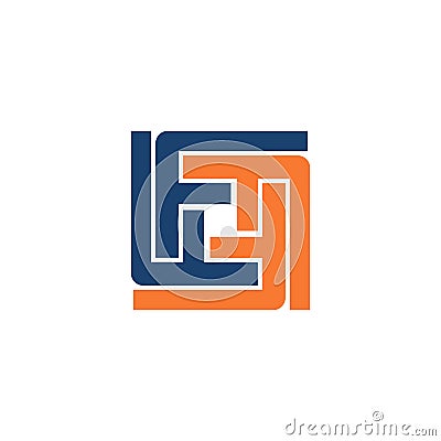 Square Box F Letter Group Abstract Maze Logo Icon Vector Illustration