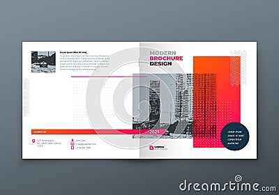 Square Brochure design. Orange corporate business rectangle template brochure, report, catalog, magazine. Brochure Vector Illustration