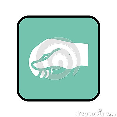 Square button with closed hand Vector Illustration