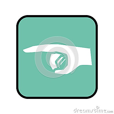 Square button with pointing hand with a finger Vector Illustration