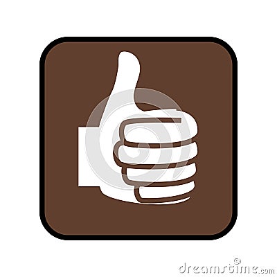 Square button with Thumb up icon Vector Illustration