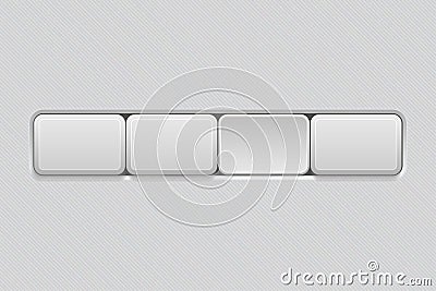 Square buttons in a row, with one button pushed Vector Illustration