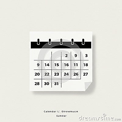 Square calendar on a plain background with a simple grid layout. Black header with Stock Photo