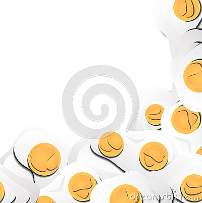 Square card with 3d eggs cut out from paper. Fried eggs. Vector template Vector Illustration