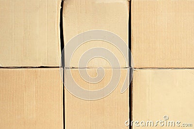 Square cardboard boxes in two rows in full screen. Front view with copy space. Mockup Stock Photo