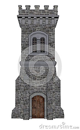 Square castle tower - 3D render Stock Photo