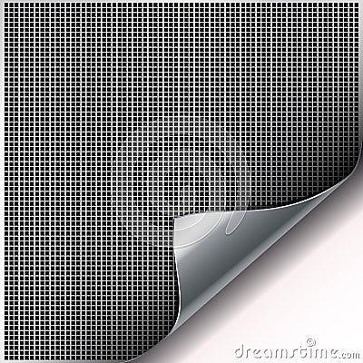 Square cell metal background with curved corner. Vector Illustration