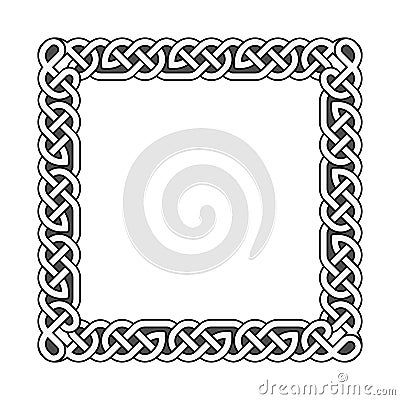 Square celtic knots vector medieval frame in black and white Vector Illustration