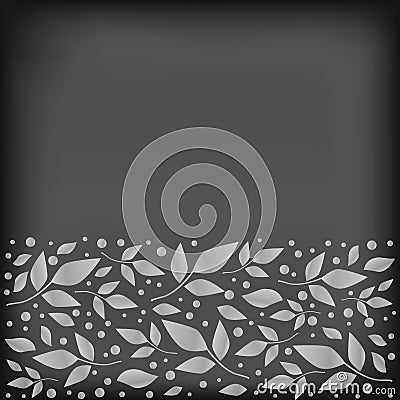 Square chalkboard background with decorative stripe of white leaves and dots below Vector Illustration