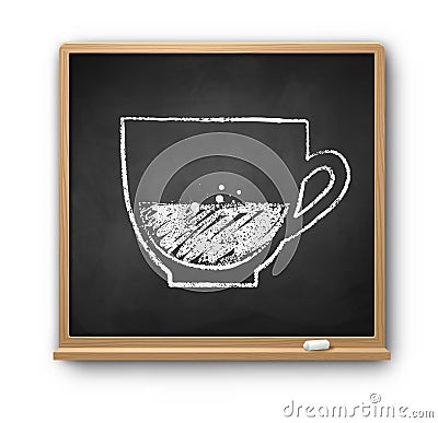 Square chalkboard with chalked coffee cup Vector Illustration