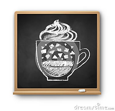 Square chalkboard with chalked Frappe coffee Vector Illustration