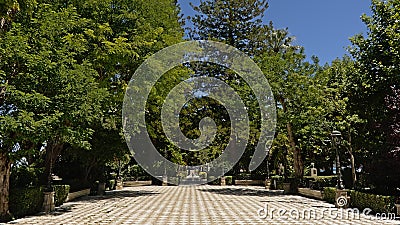 Plaza in a city park in cadiz Editorial Stock Photo