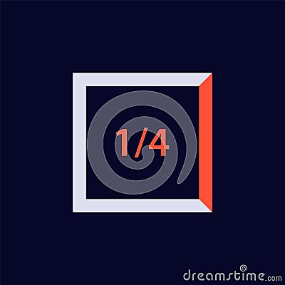 Square clock icon with quarter red indicator highlighting time progress Vector Illustration