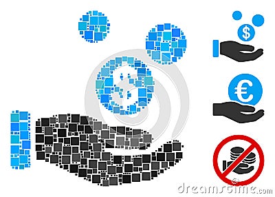 Square Coins Payment Hand Icon Vector Collage Stock Photo